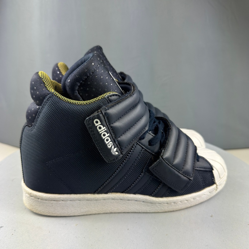 Adidas Superstar Up Strap Womens 7 Navy Blue Hidden Wedge High Top S82794 - Picture 7 of 14